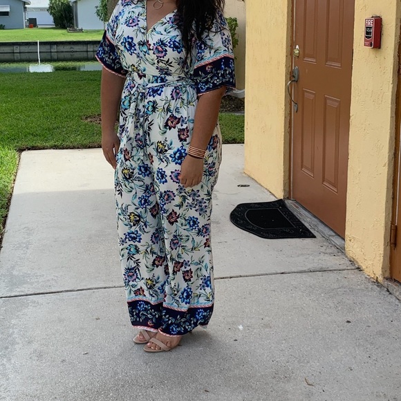 Jumpsuit off white floral blue - Picture 6 of 10